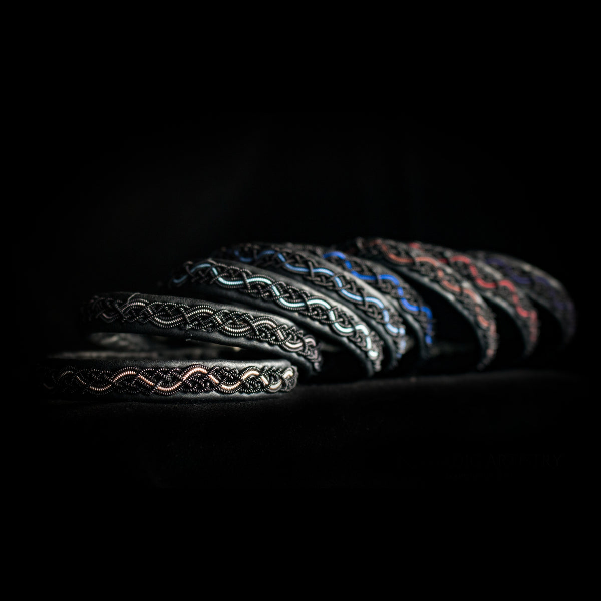 Sámi reindeer leather bracelet with braided pewter thread – Dark Nidhogg