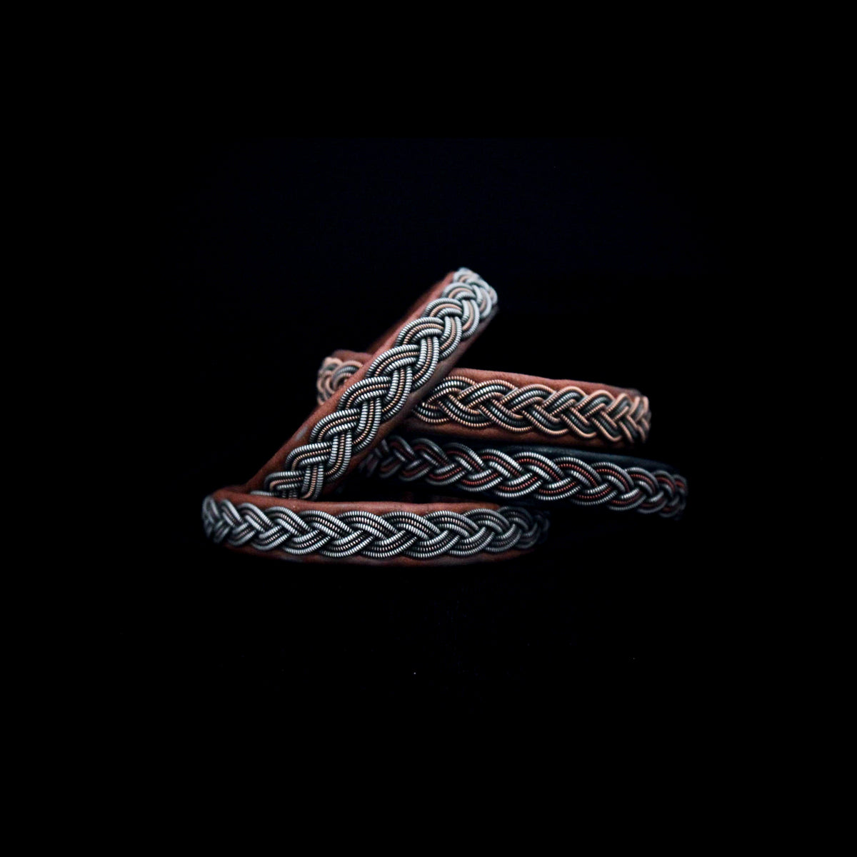 Sámi reindeer leather bracelet with braided pewter thread – Antique Anna Copper