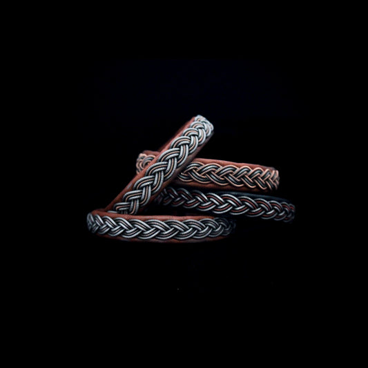 Sámi reindeer leather bracelet with braided pewter thread – Antique Anna Copper