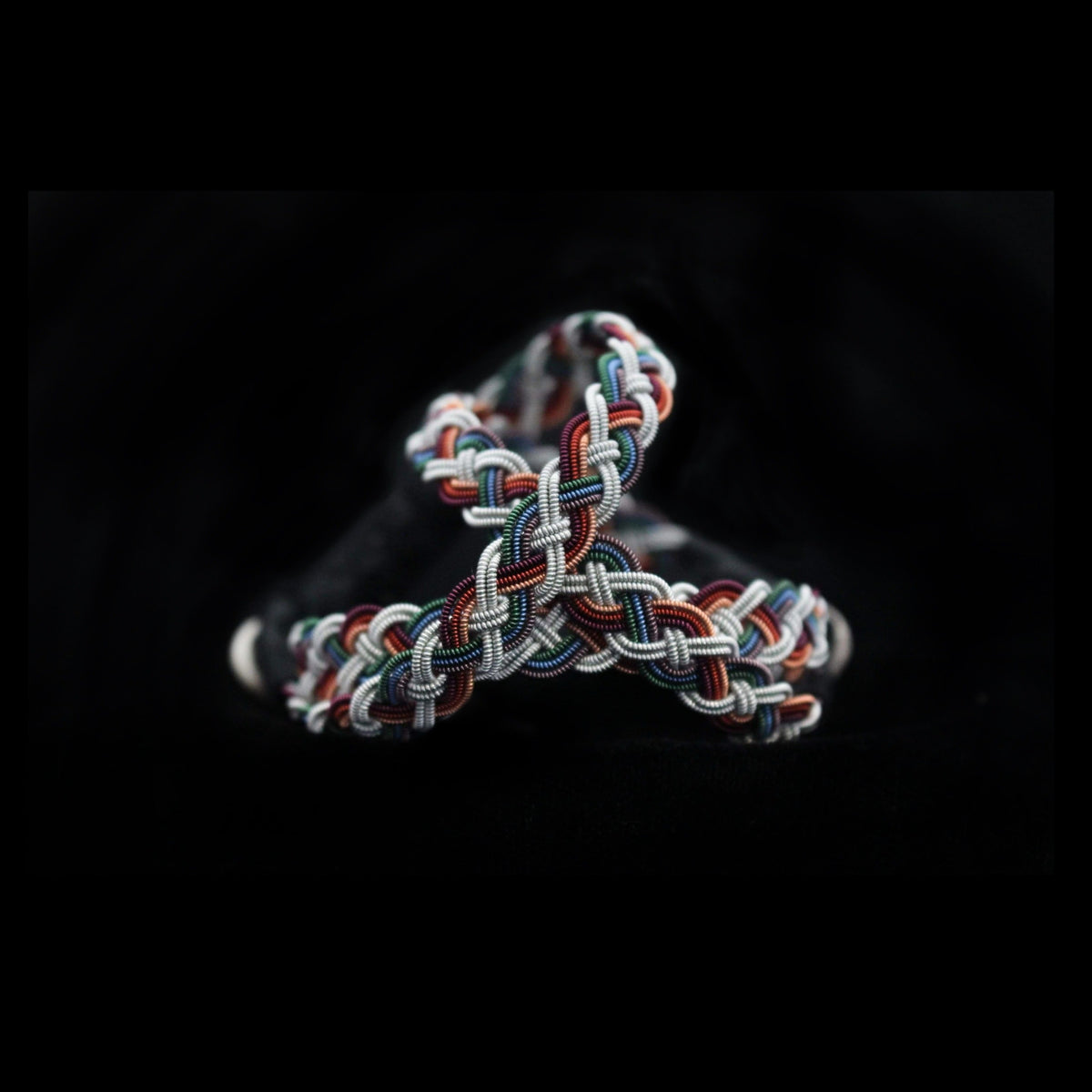 Sámi reindeer leather bracelet with braided pewter thread – Earthy Pride no leather backing