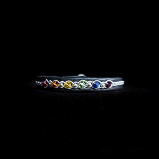 Sámi reindeer leather bracelet with braided pewter thread – Dainty Pride on Leather