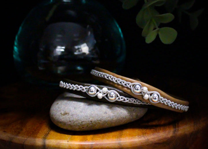 Sámi reindeer leather bracelet with braided pewter thread – Hope